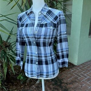 Theory Plaid Button Down Shirt